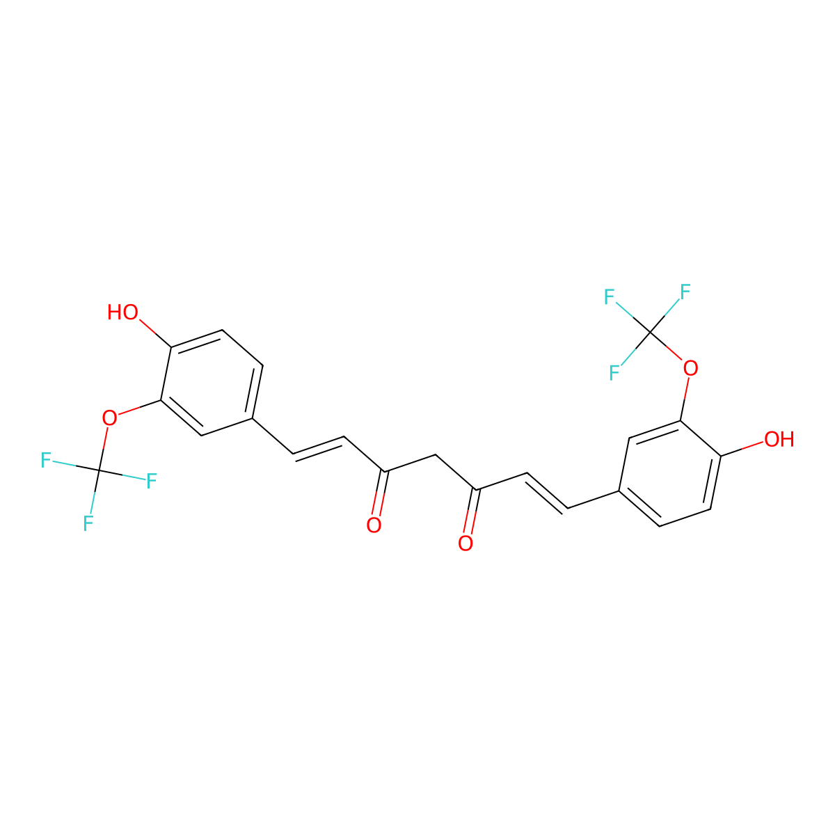 (1E,6E)-1,7-Bis[4-hydroxy-3-(trifluoromethoxy)phenyl]-1,6-heptadiene-3,5-dione molecular structure, CAS 1657023-39-6