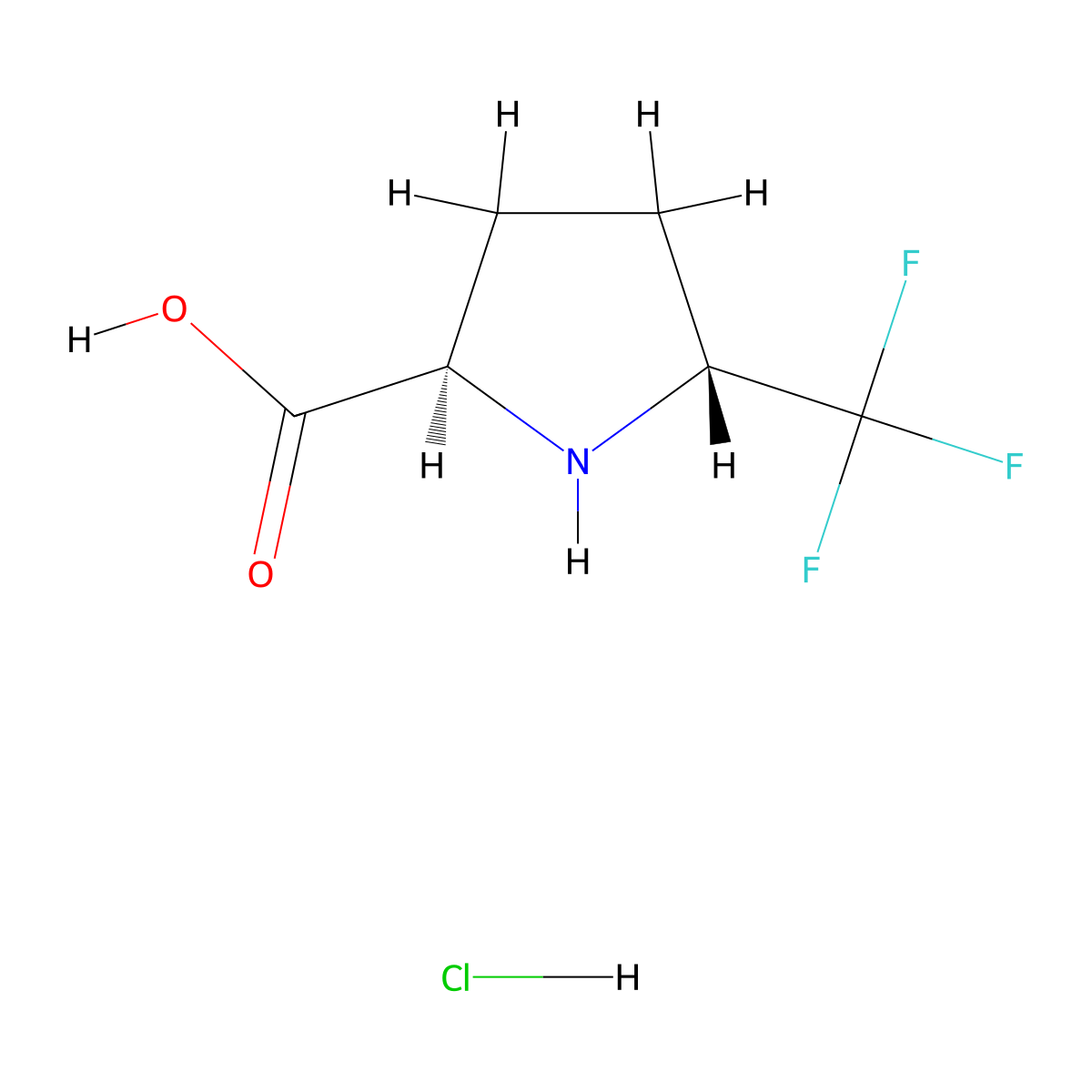 (2R,5R)-5-(Trifluoromethyl)pyrrolidine-2-carboxylic acid hydrochloride molecular structure, CAS 1657024-35-5