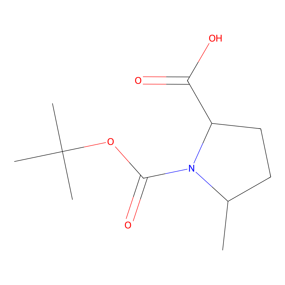 (2R,5R)-1-((tert-butoxy)carbonyl)-5-methylpyrrolidine-2-carboxylic acid molecular structure, CAS 1657030-28-8