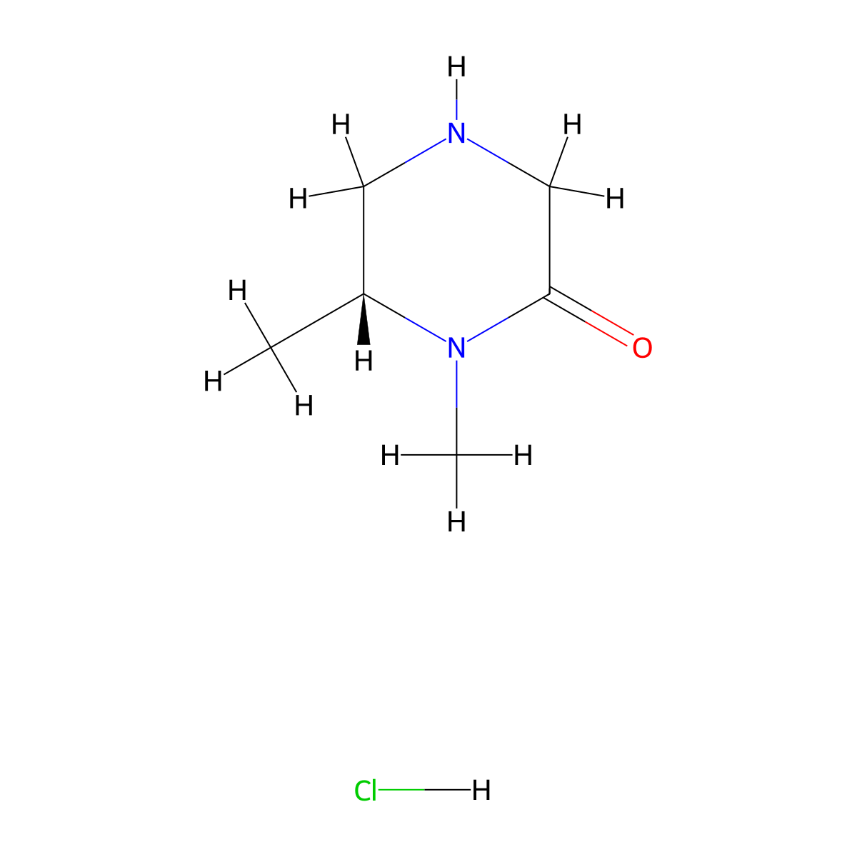 (6R)-1,6-Dimethyl-2-piperazinone hydrochloride molecular structure, CAS 1657030-30-2