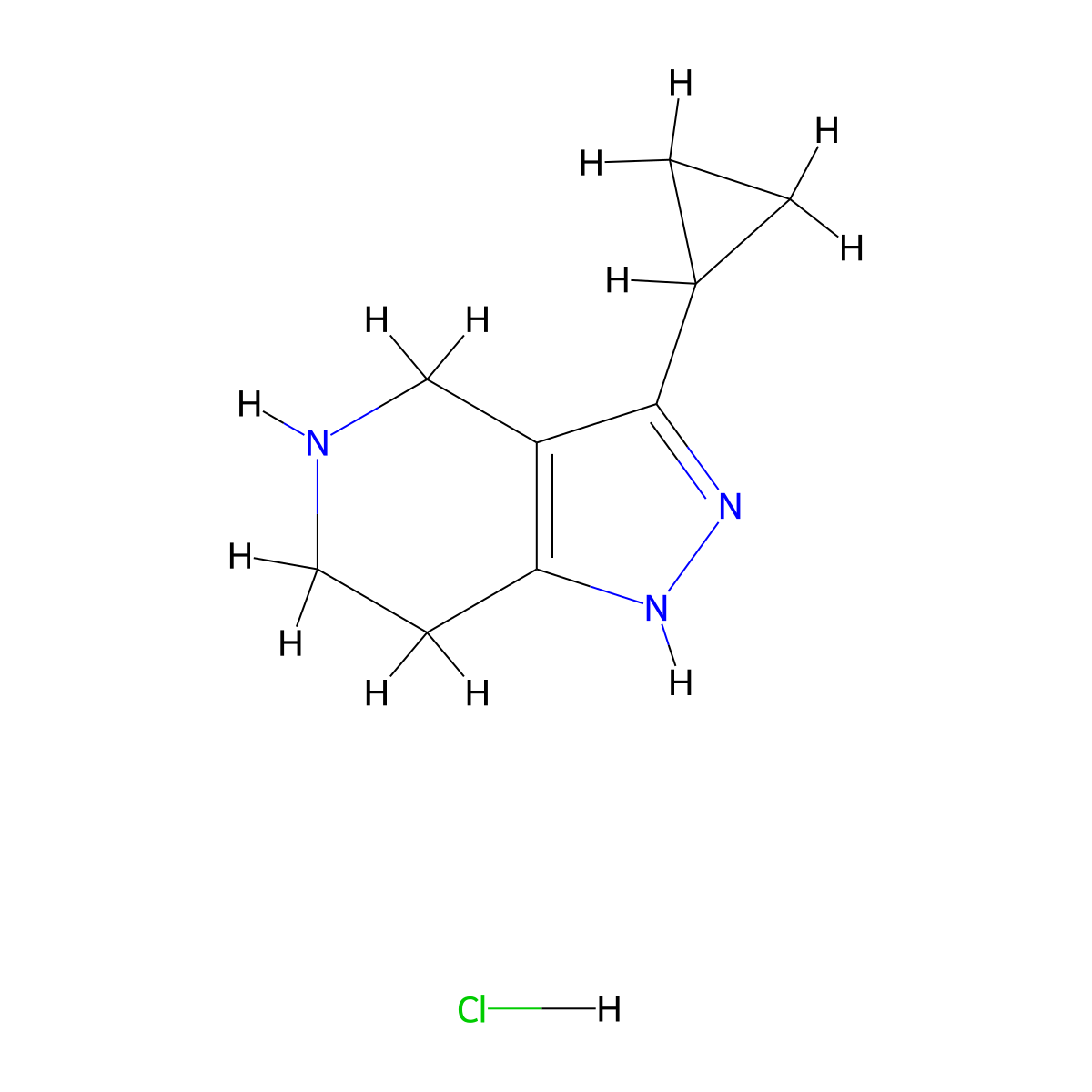 3-Cyclopropyl-4,5,6,7-tetrahydro-1H-pyrazolo[4,3-c]pyridine hydrochloride molecular structure, CAS 1657033-41-4