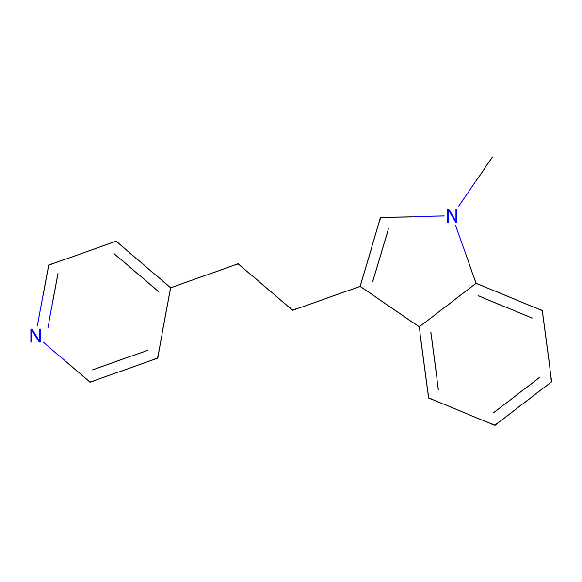 1-Methyl-3-[2-(4-pyridyl)ethyl]-1H-indole molecular structure, CAS 16571-53-2