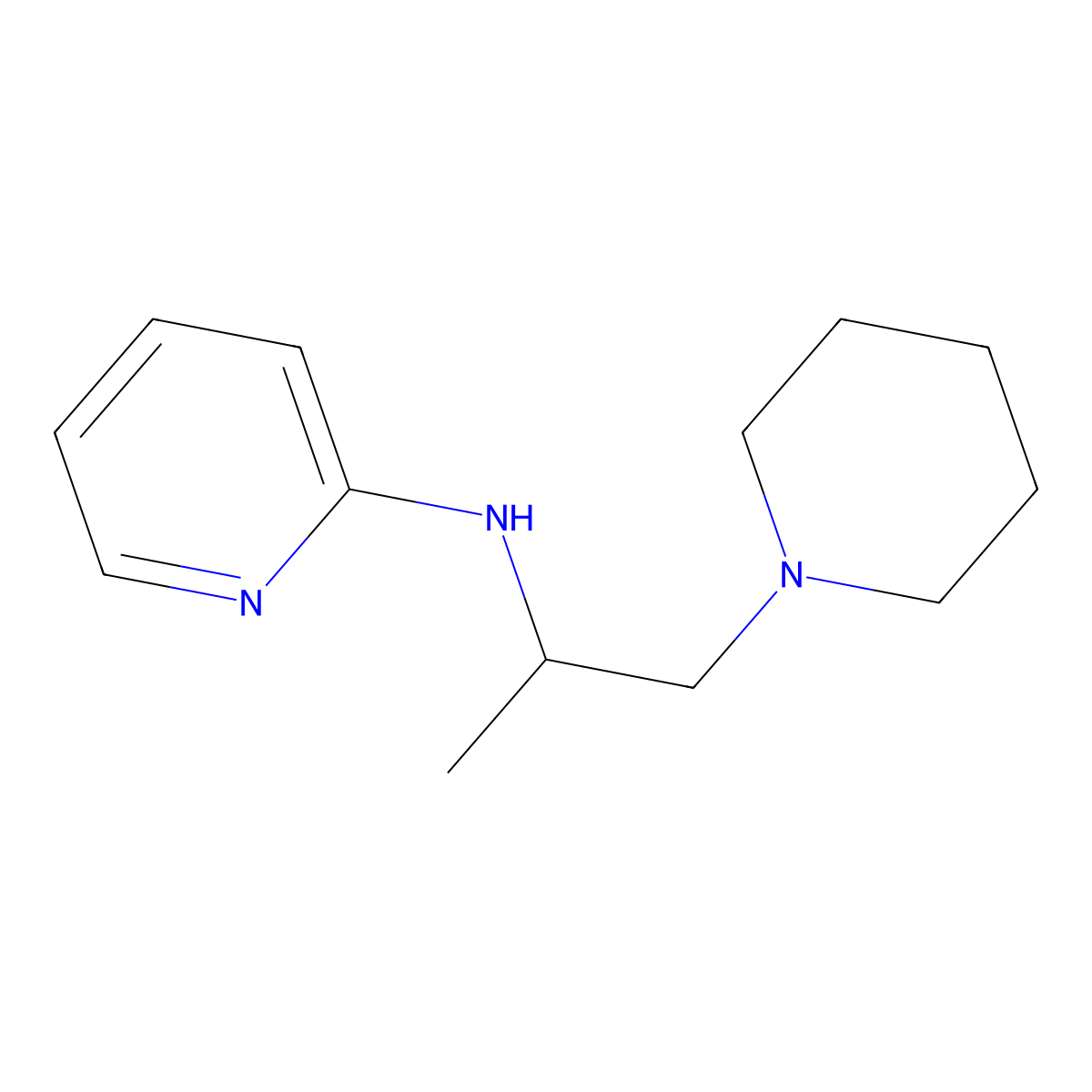 N-[1-methyl-2-(1-piperidyl)ethyl]pyridin-2-amine molecular structure, CAS 16571-91-8