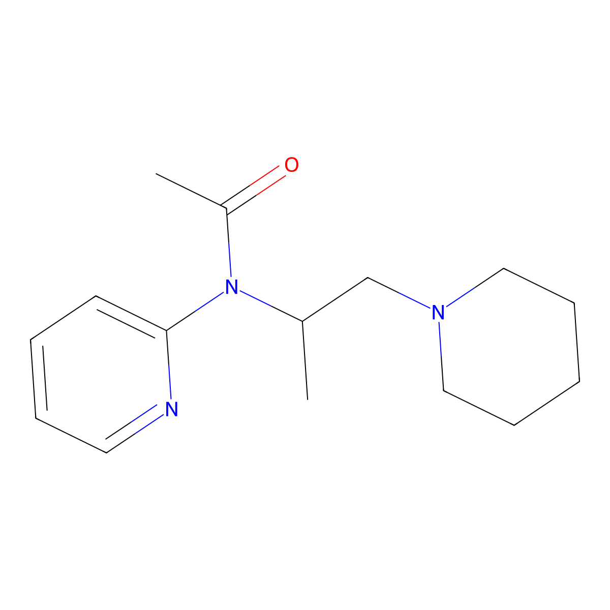 Acetamide, N-(1-methyl-2-(1-piperidinyl)ethyl)-N-2-pyridinyl- molecular structure, CAS 16571-92-9