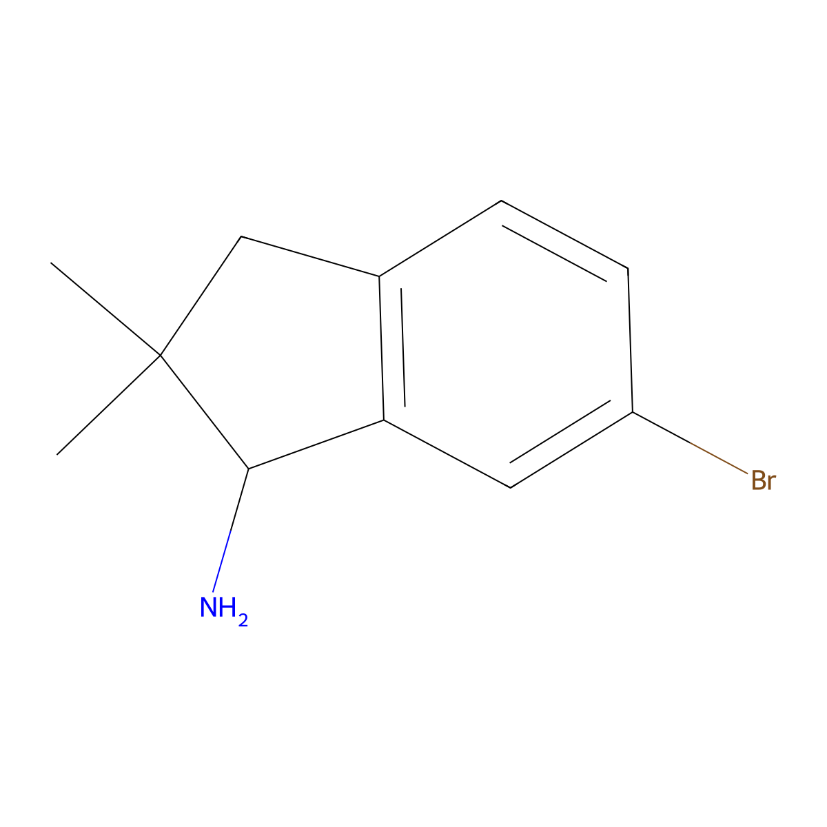 6-bromo-2,2-dimethyl-2,3-dihydro-1H-inden-1-amine molecular structure, CAS 165730-13-2