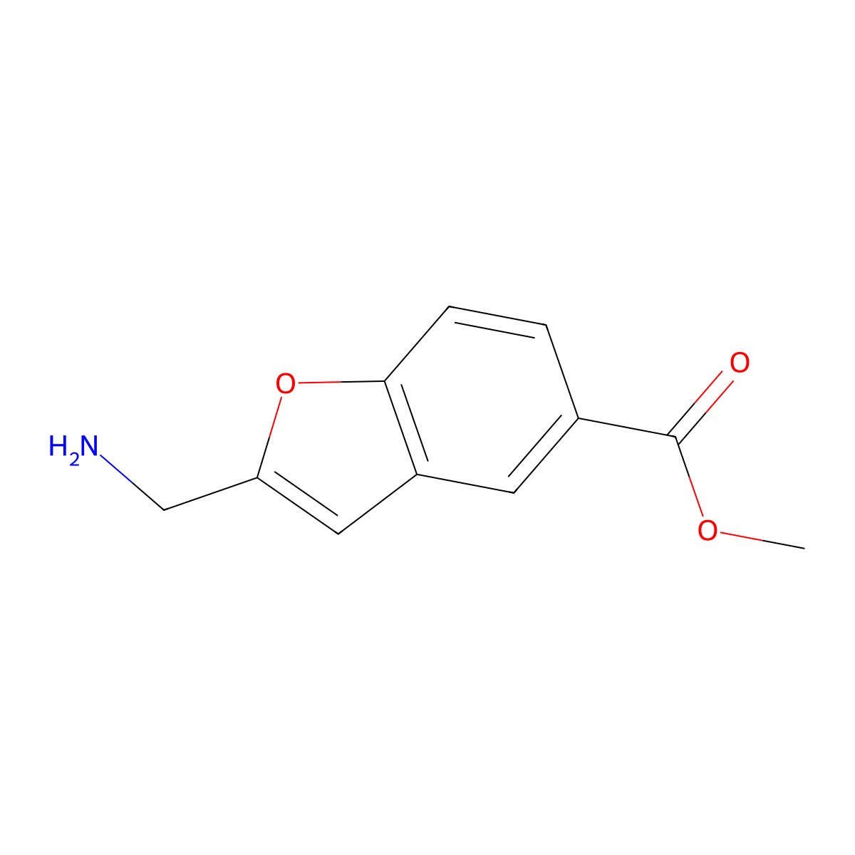 Methyl 2-(aminomethyl)-1-benzofuran-5-carboxylate molecular structure, CAS 165735-72-8