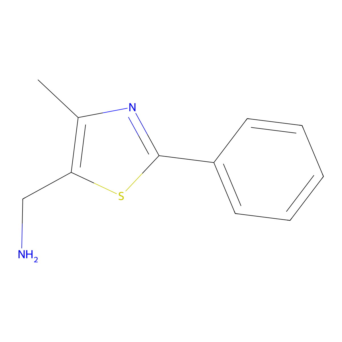 (4-Methyl-2-phenyl-1,3-thiazol-5-yl)methanamine molecular structure, CAS 165735-95-5
