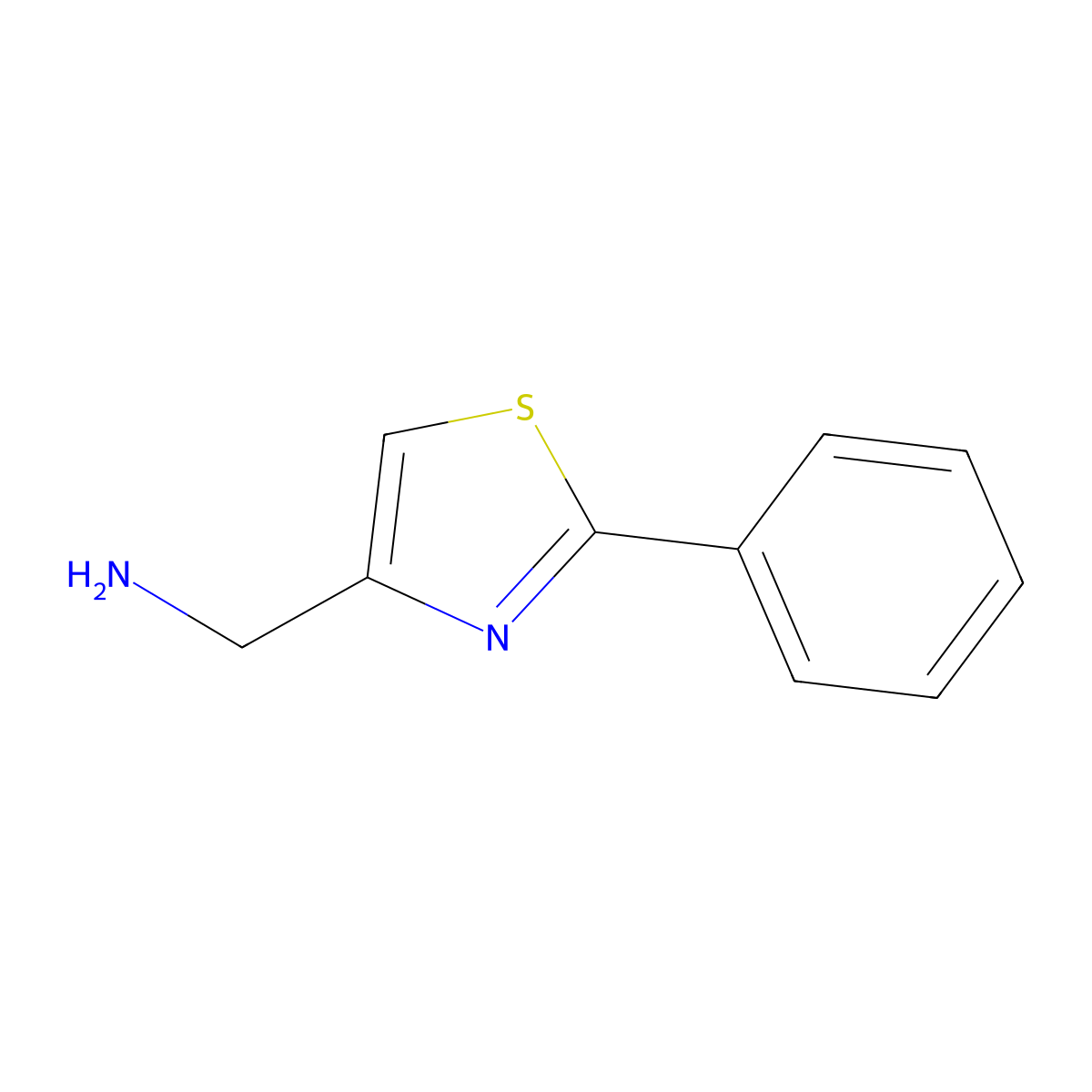 (2-Phenyl-1,3-thiazol-4-yl)methanamine molecular structure, CAS 165736-03-8