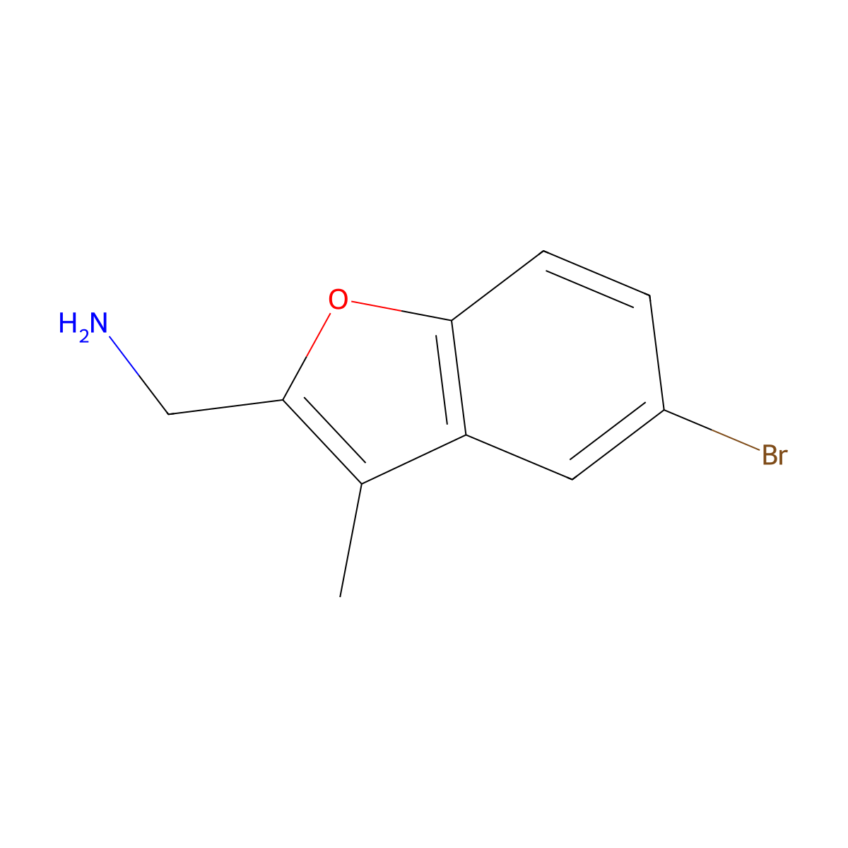 (5-Bromo-3-methyl-1-benzofuran-2-yl)methanamine molecular structure, CAS 165736-48-1