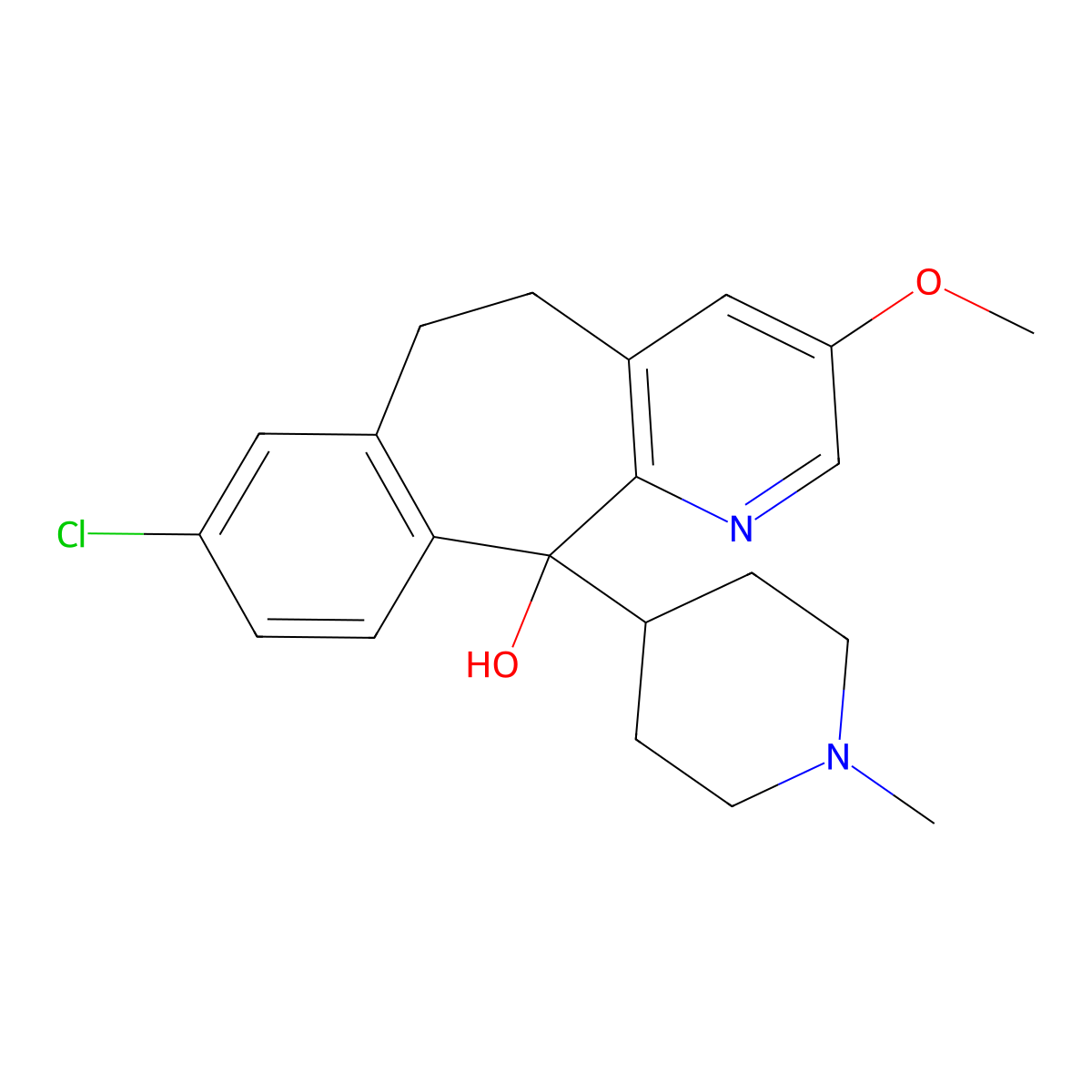 8-Chloro-3-methoxy-11-(1-methyl-4-piperidinyl)-6,11-dihydro-5H-benzo[5,6]-cyclohepta[1,2-b]pyridin-11-ol molecular structure, CAS 165739-71-9