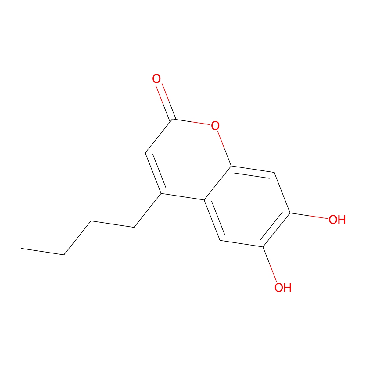 4-butyl-6,7-dihydroxy-2H-chromen-2-one molecular structure, CAS 16574-05-3