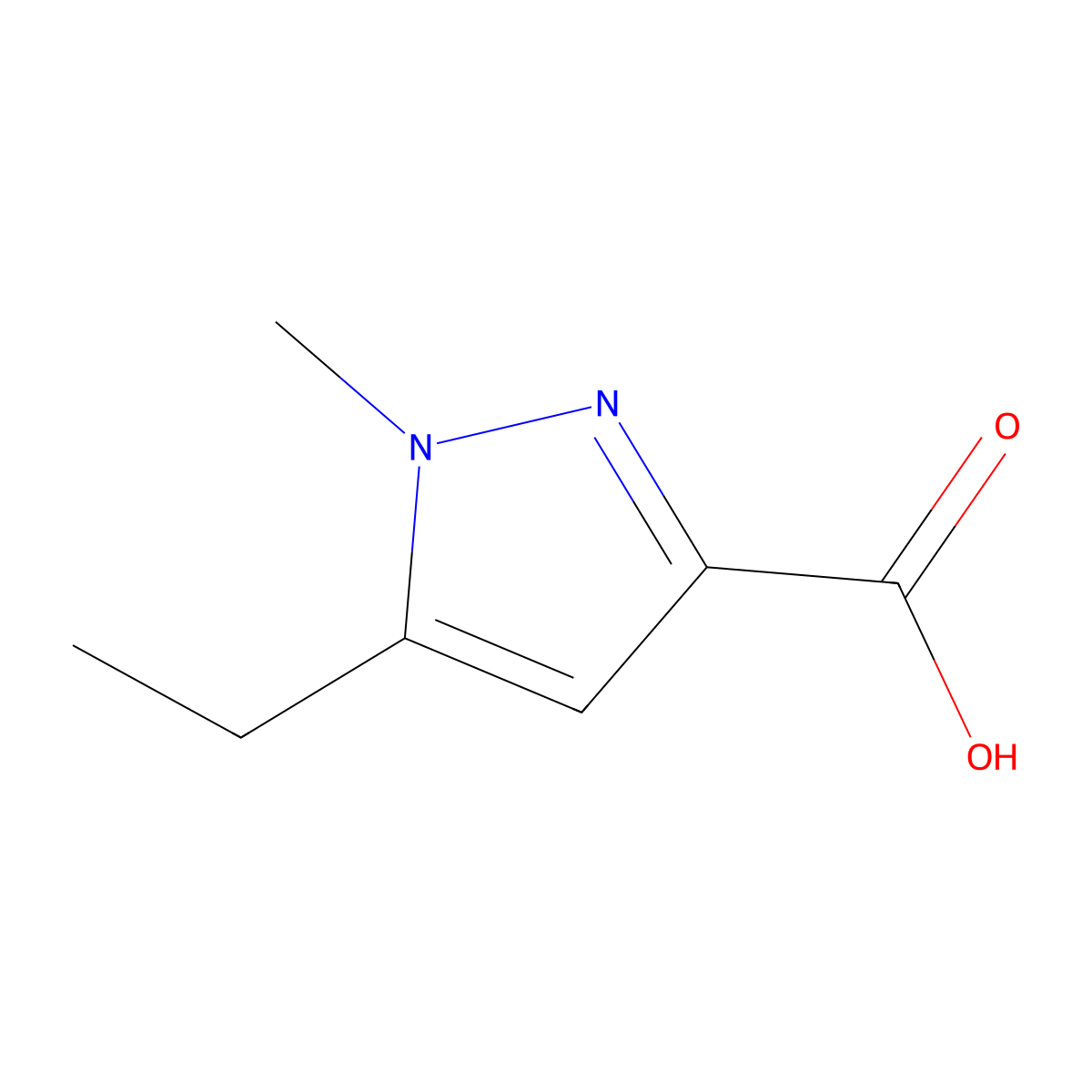 5-ethyl-1-methyl-1H-pyrazole-3-carboxylic acid molecular structure, CAS 165744-15-0