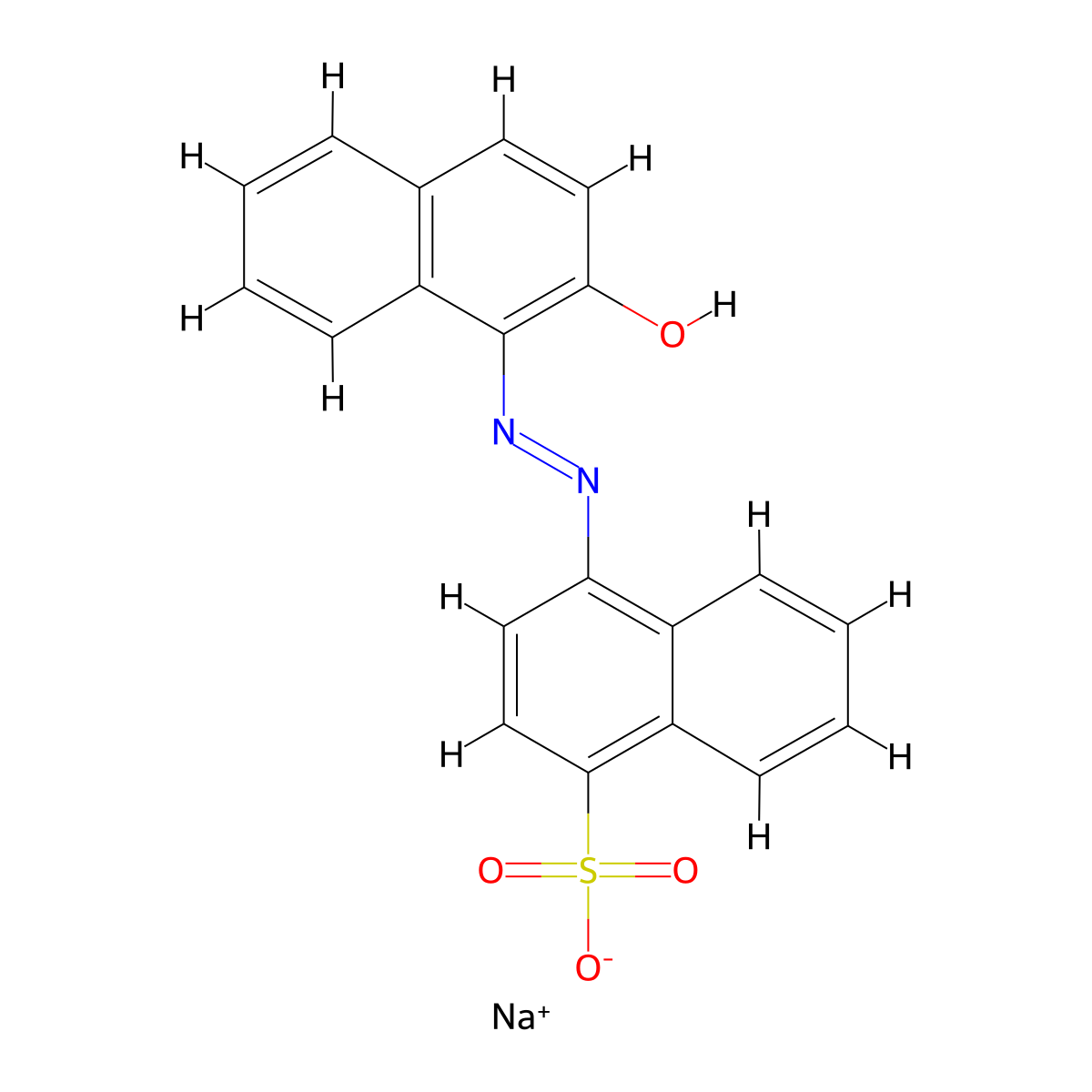 sodium 4-[(2-hydroxynaphthalen-1-yl)diazenyl]naphthalene-1-sulfonate molecular structure, CAS 1658-56-6