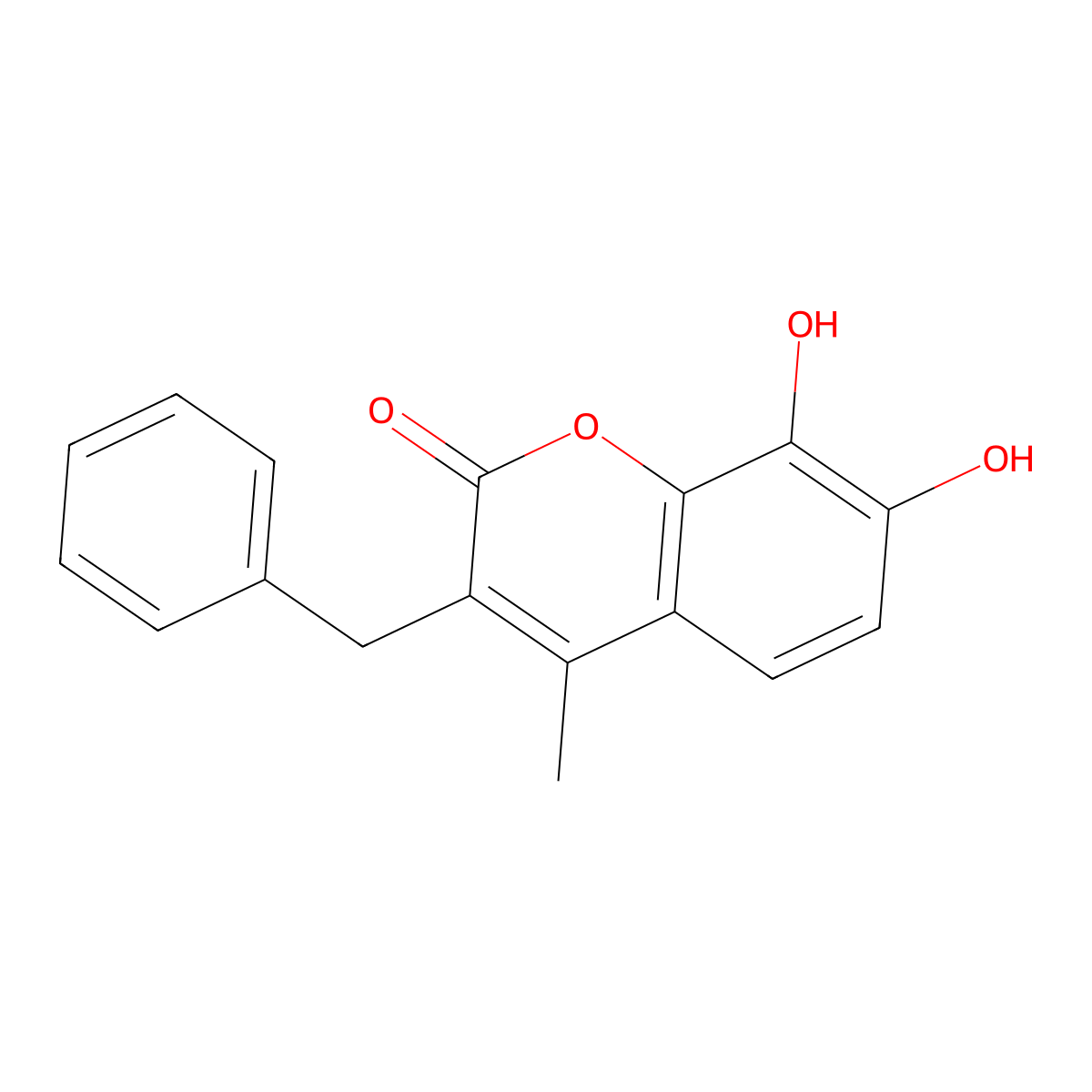3-benzyl-7,8-dihydroxy-4-methyl-2H-chromen-2-one molecular structure, CAS 1658-77-1