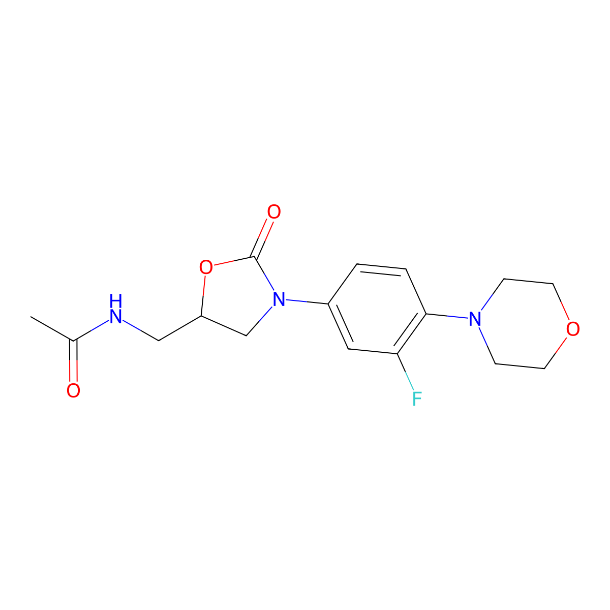 Linezolid molecular structure, CAS 165800-03-3