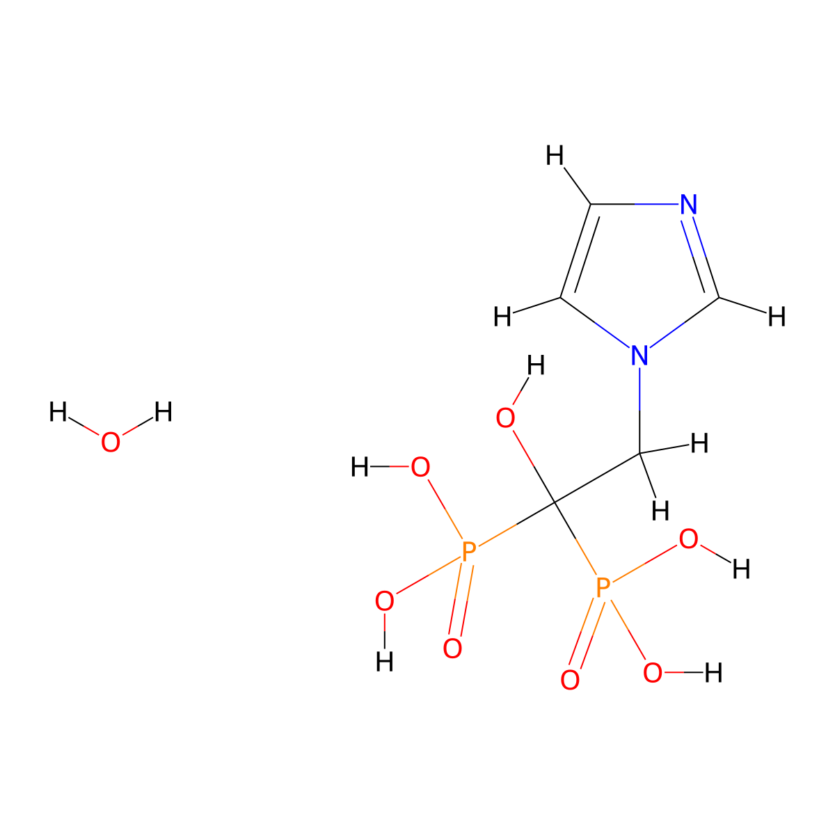 Zoledronic acid monohydrate molecular structure, CAS 165800-06-6