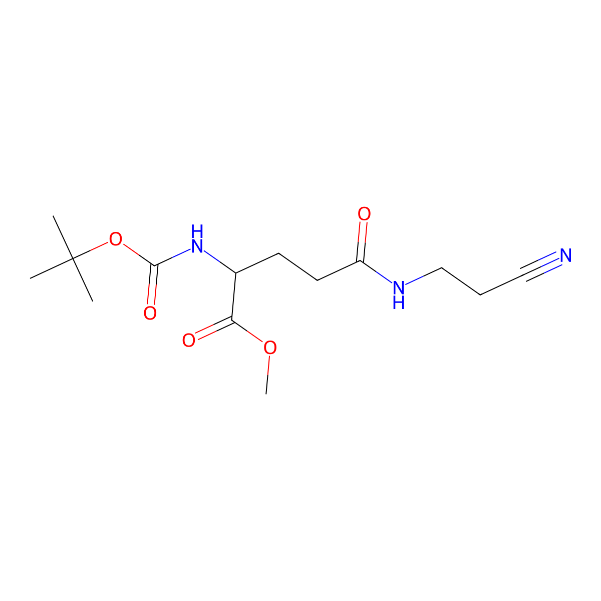 methyl N2-(tert-butoxycarbonyl)-N5-(2-cyanoethyl)-L-glutaminate molecular structure, CAS 165820-92-8