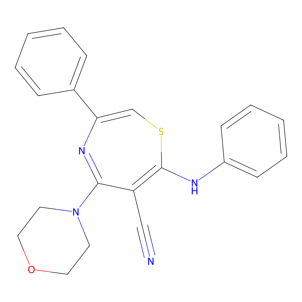 7-Anilino-5-morpholino-3-phenyl-1,4-thiazepine-6-carbonitrile molecular structure, CAS 165824-80-6