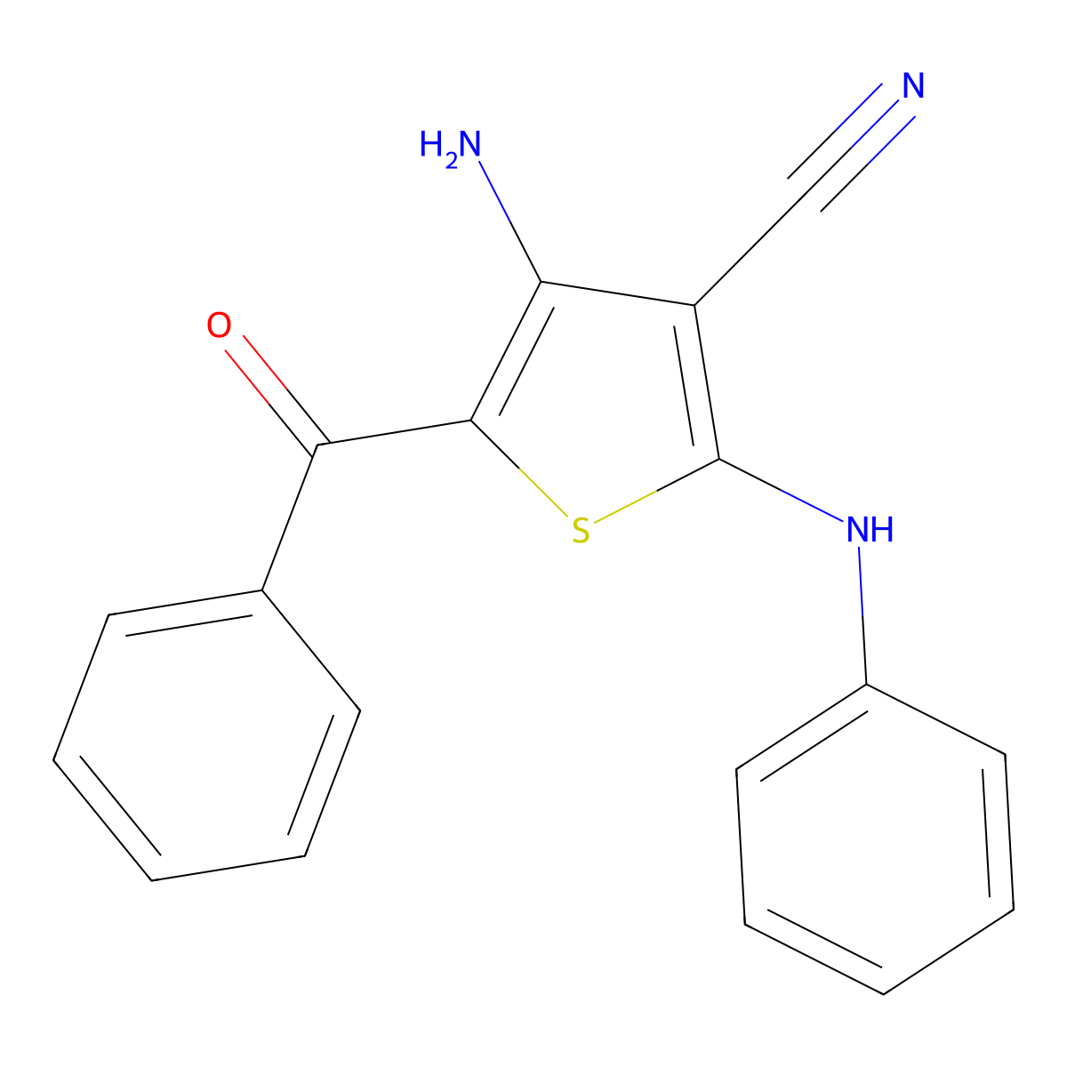4-Amino-2-anilino-5-benzoyl-3-thiophenecarbonitrile molecular structure, CAS 165824-82-8