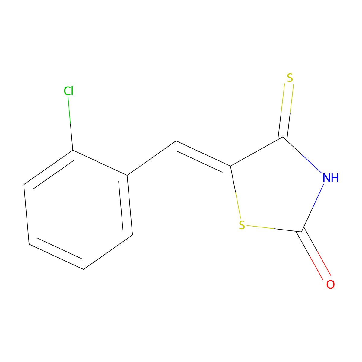 2-Thiazolidinone, 5-[(2-chlorophenyl)methylene]-4-thioxo- molecular structure, CAS 165825-19-4