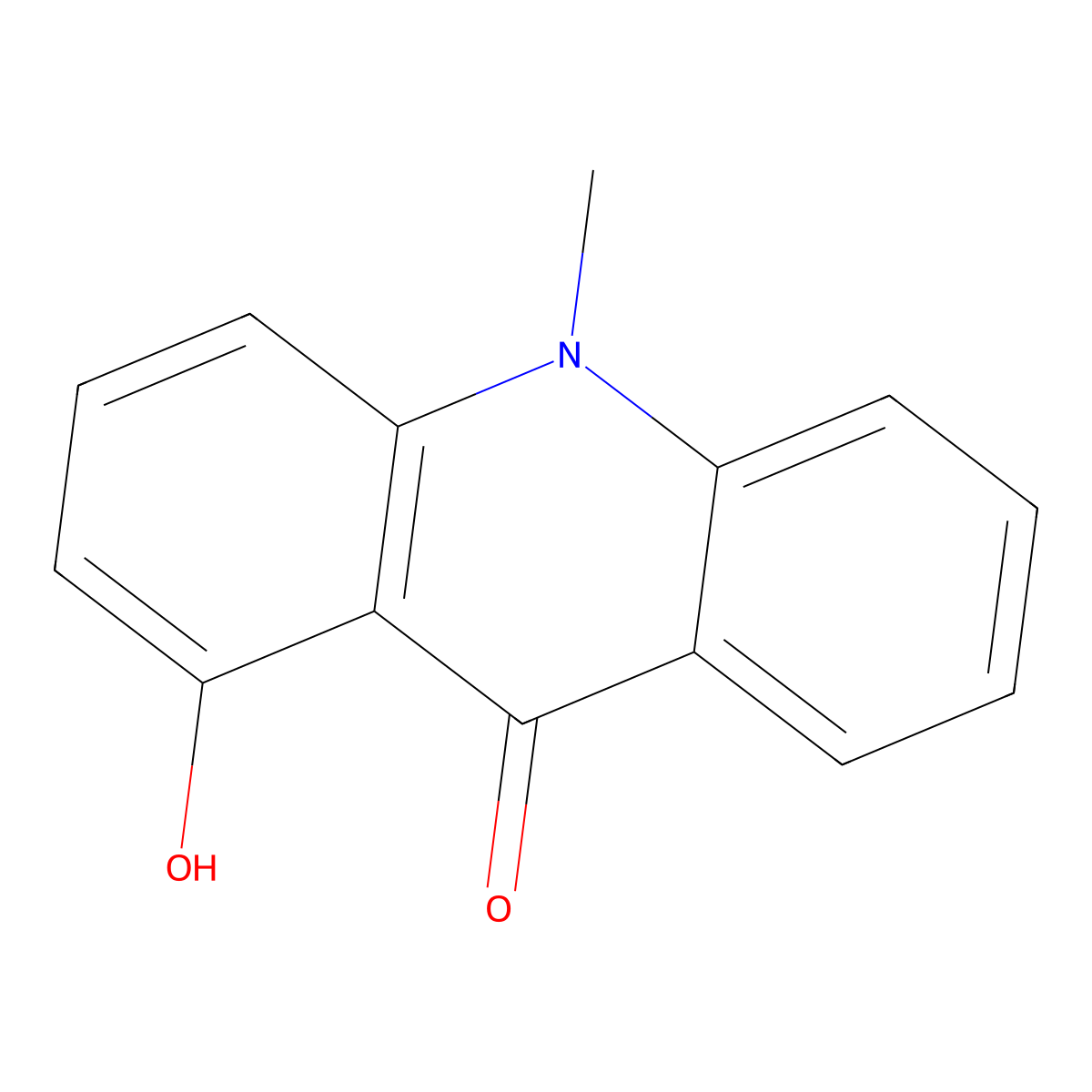 1-Hydroxy-10-methyl-9(10H)-acridinone molecular structure, CAS 16584-54-6