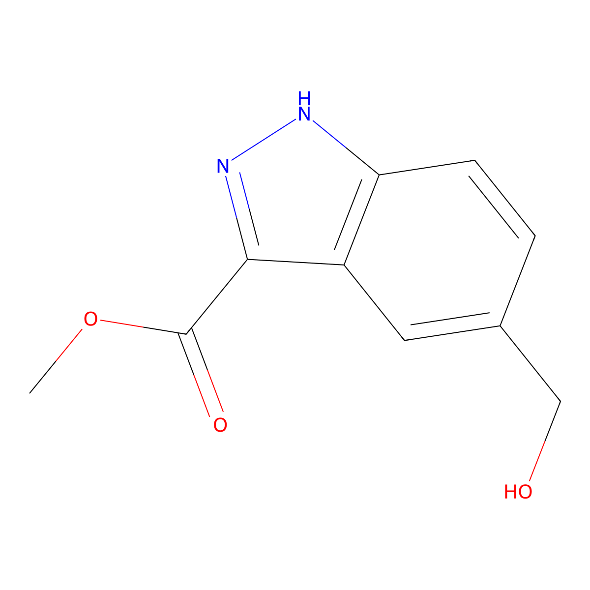 methyl 5-(hydroxymethyl)-1H-indazole-3-carboxylate molecular structure, CAS 1658463-81-0