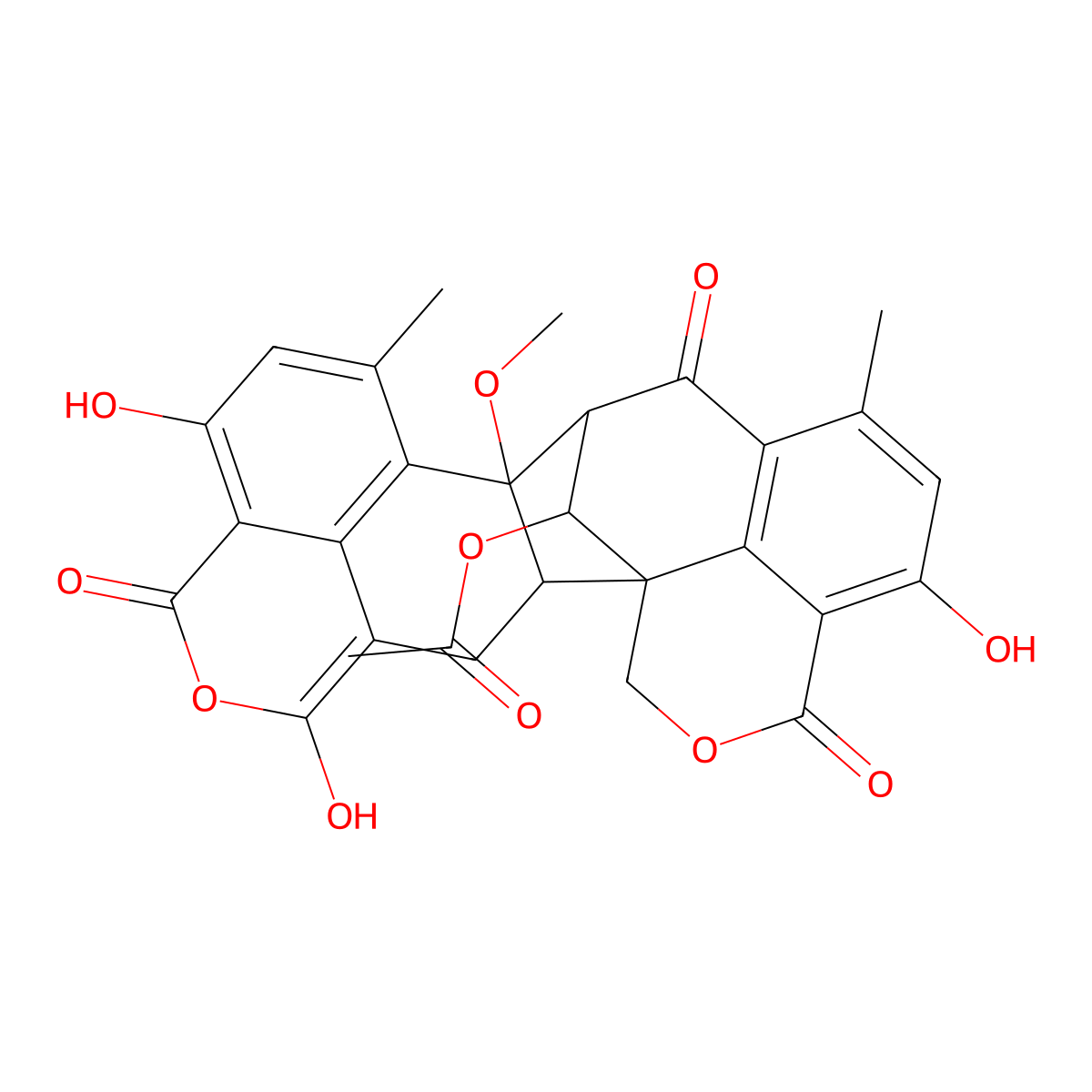 (8S,8aS,15aR,15bR,16S)-16-(acetyloxy)-8,8a,15,15a-tetrahydro-4,11,14-trihydroxy-8a-methoxy-6,9-dimethyl-7H-8,15b-methano-1H,3H,12H-benzo[de]cyclohepta[1,2-g:3,4,5-d'e']bis[2]benzopyran-3,7,12-trione molecular structure, CAS 1658474-60-2