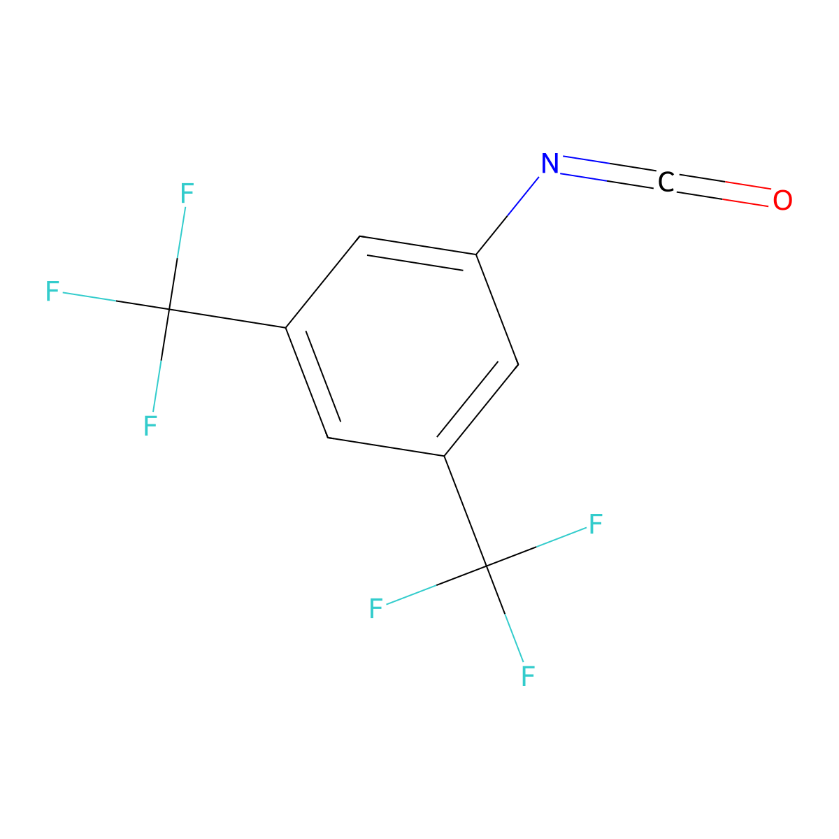 3,5-Bis(trifluoromethyl)phenyl isocyanate molecular structure, CAS 16588-74-2