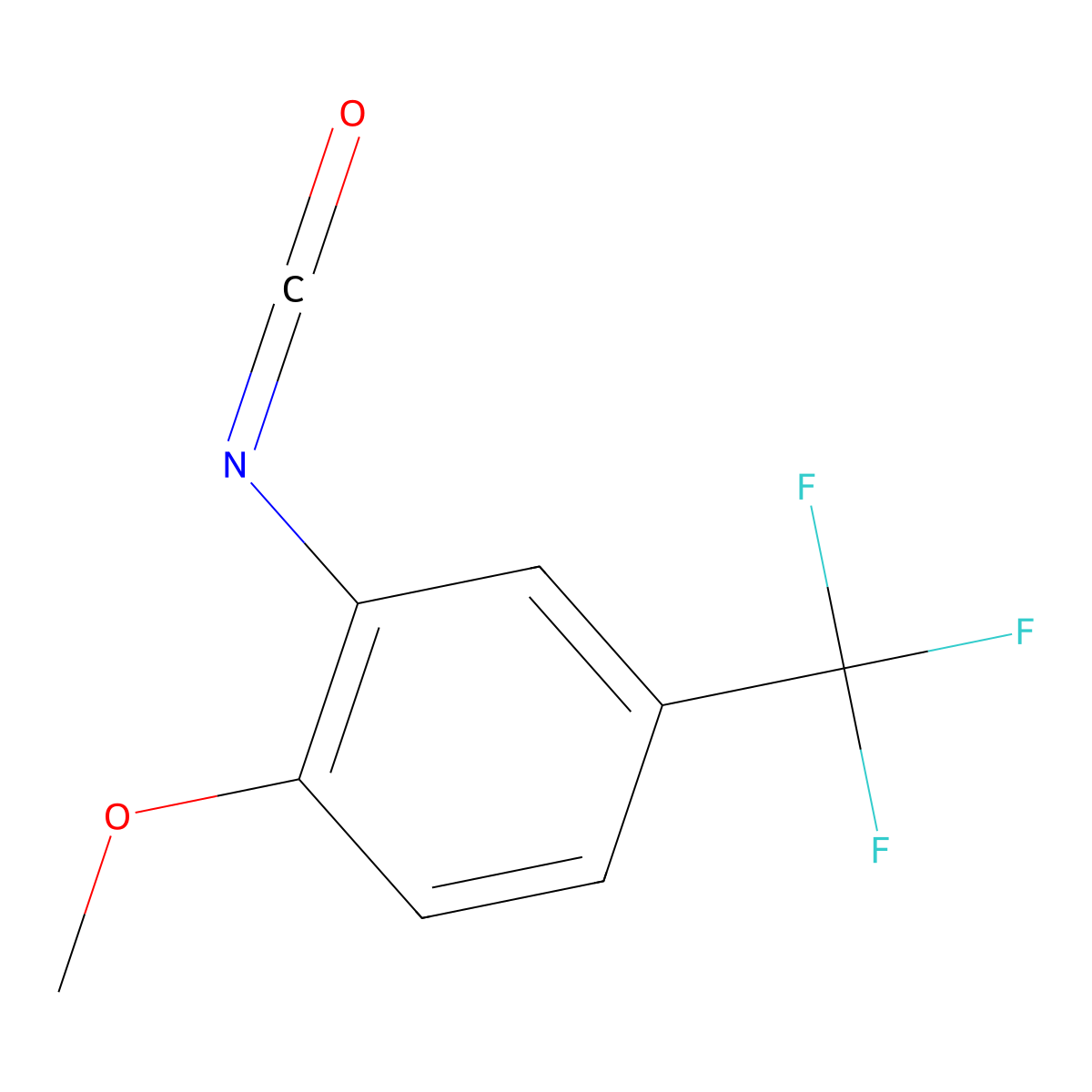 Benzene, 2-isocyanato-1-methoxy-4-(trifluoromethyl)- molecular structure, CAS 16588-75-3