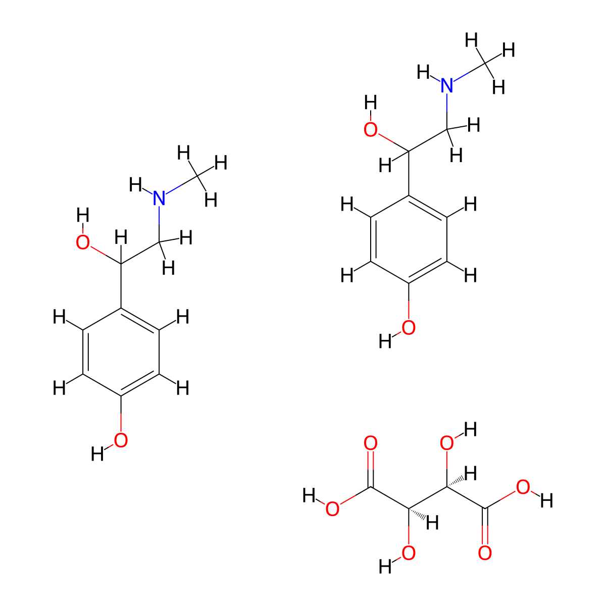 Synephrine tartrate molecular structure, CAS 16589-24-5