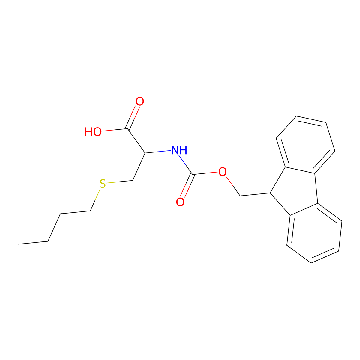 (2R)-3-(butylsulfanyl)-2-({[(9H-fluoren-9-yl)methoxy]carbonyl}amino)propanoic acid molecular structure, CAS 165891-24-7