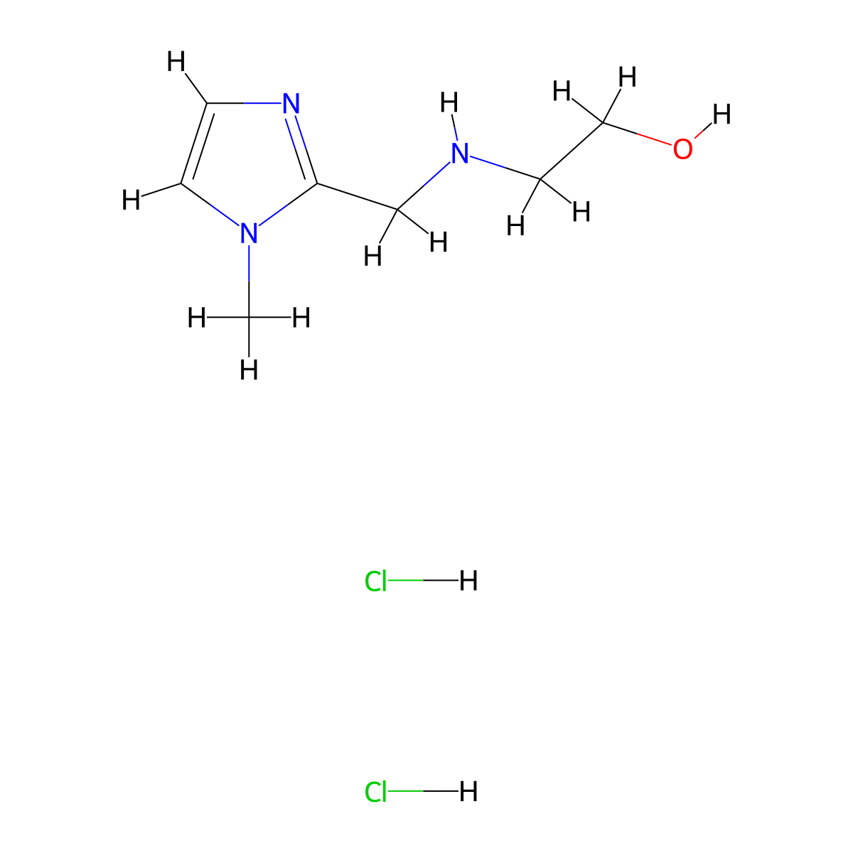 2-{[(1-Methyl-1H-imidazol-2-yl)methyl]amino}ethanol dihydrochloride molecular structure, CAS 165894-16-6