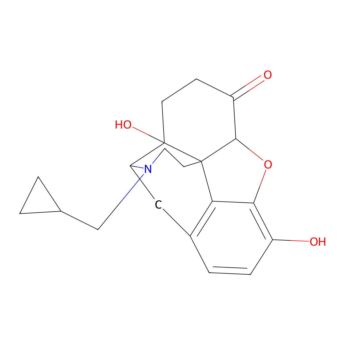 Naltrexone molecular structure, CAS 16590-41-3