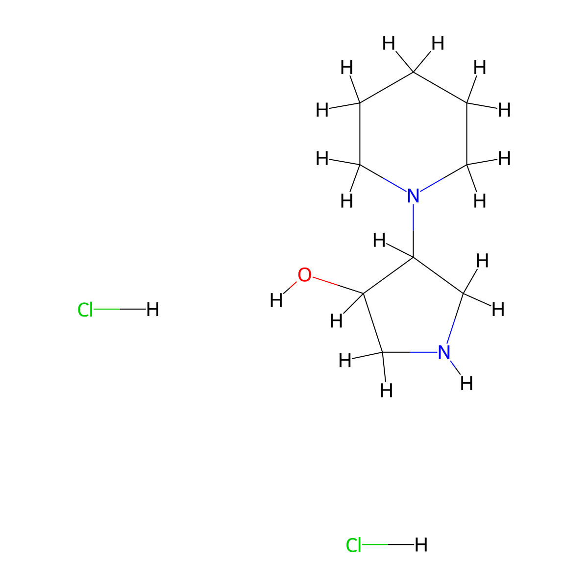 4-(1-Piperidinyl)-3-pyrrolidinol dihydrochloride molecular structure, CAS 1659289-06-1