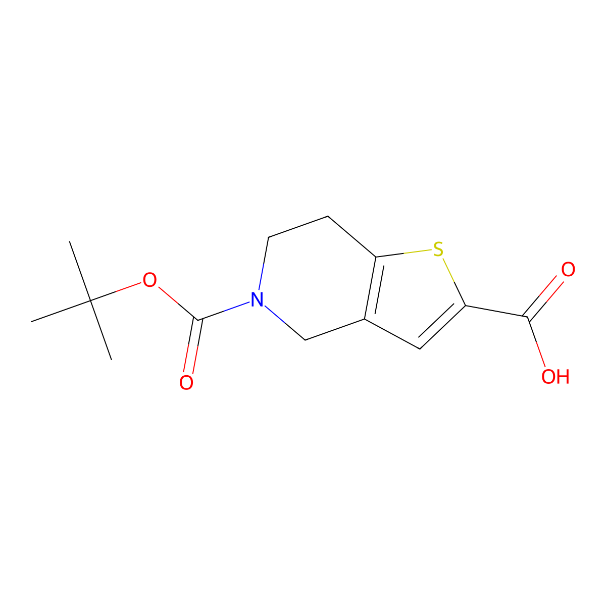 5-[(tert-butoxy)carbonyl]-4H,5H,6H,7H-thieno[3,2-c]pyridine-2-carboxylic acid molecular structure, CAS 165947-48-8