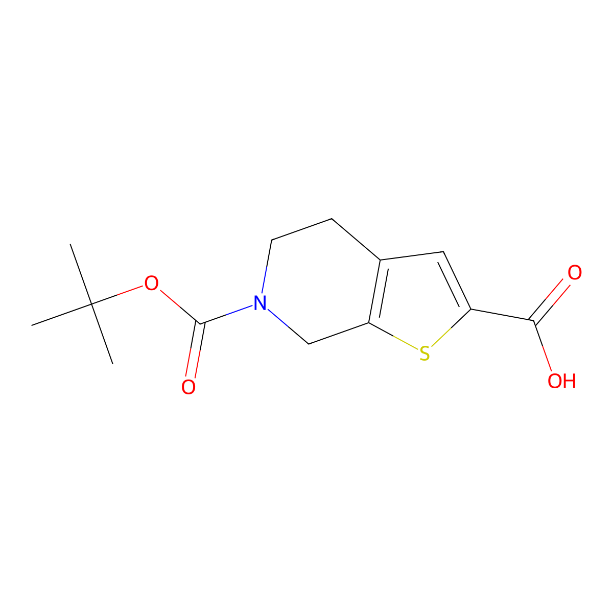 6-(tert-Butoxycarbonyl)-4,5,6,7-tetrahydrothieno[2,3-c]pyridine-2-carboxylic acid molecular structure, CAS 165947-51-3