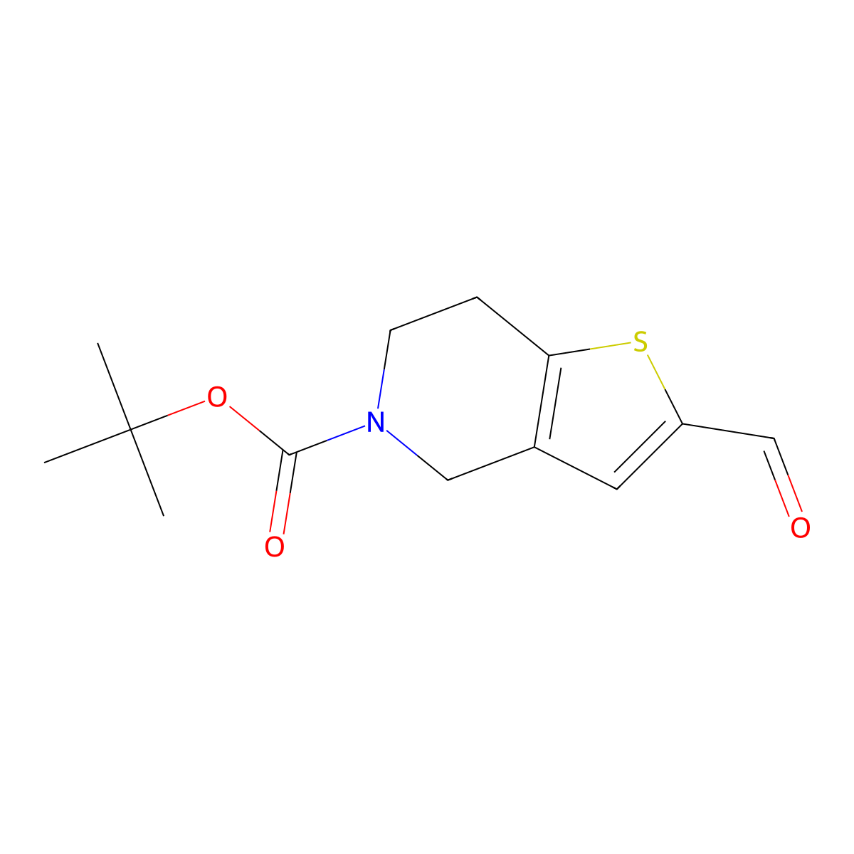 tert-butyl 2-formyl-4H,5H,6H,7H-thieno[3,2-c]pyridine-5-carboxylate molecular structure, CAS 165947-55-7