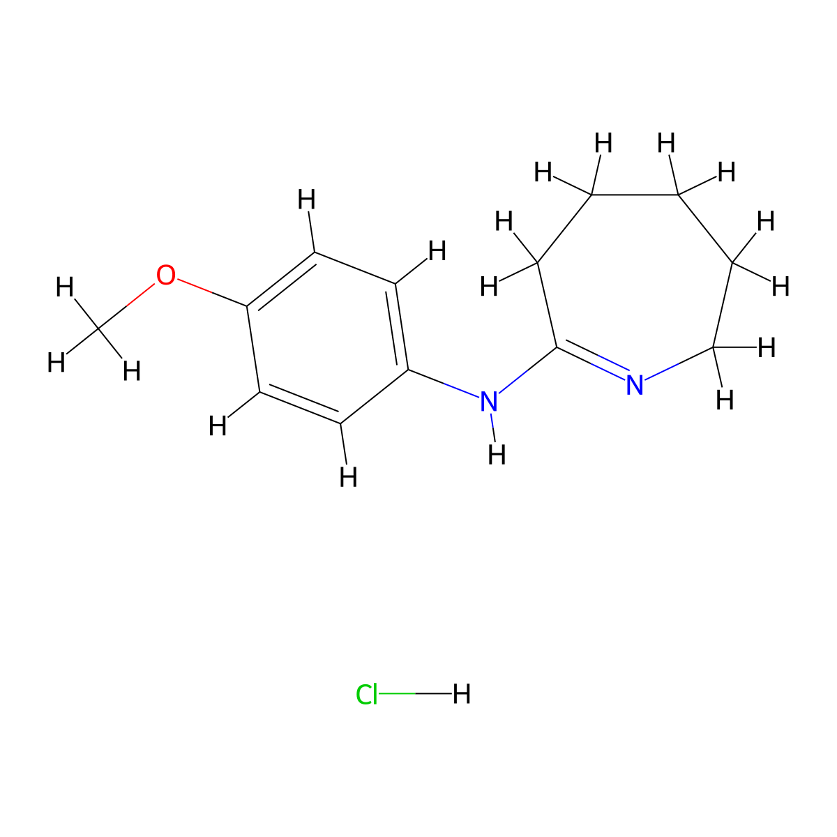 2-(4-Methoxyanilino)azacyclohept-1-ene hydrochloride molecular structure, CAS 16595-45-2