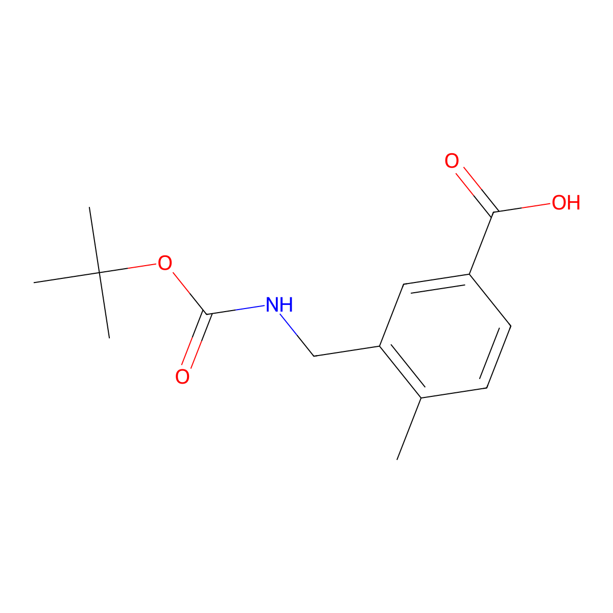 3-({[(Tert-butoxy)carbonyl]amino}methyl)-4-methylbenzoic acid molecular structure, CAS 165950-02-7