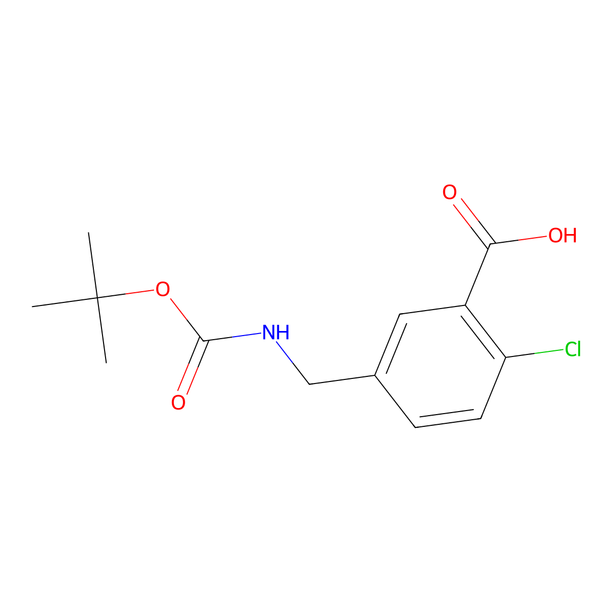 5-(((tert-Butoxycarbonyl)amino)methyl)-2-chlorobenzoic acid molecular structure, CAS 165950-04-9