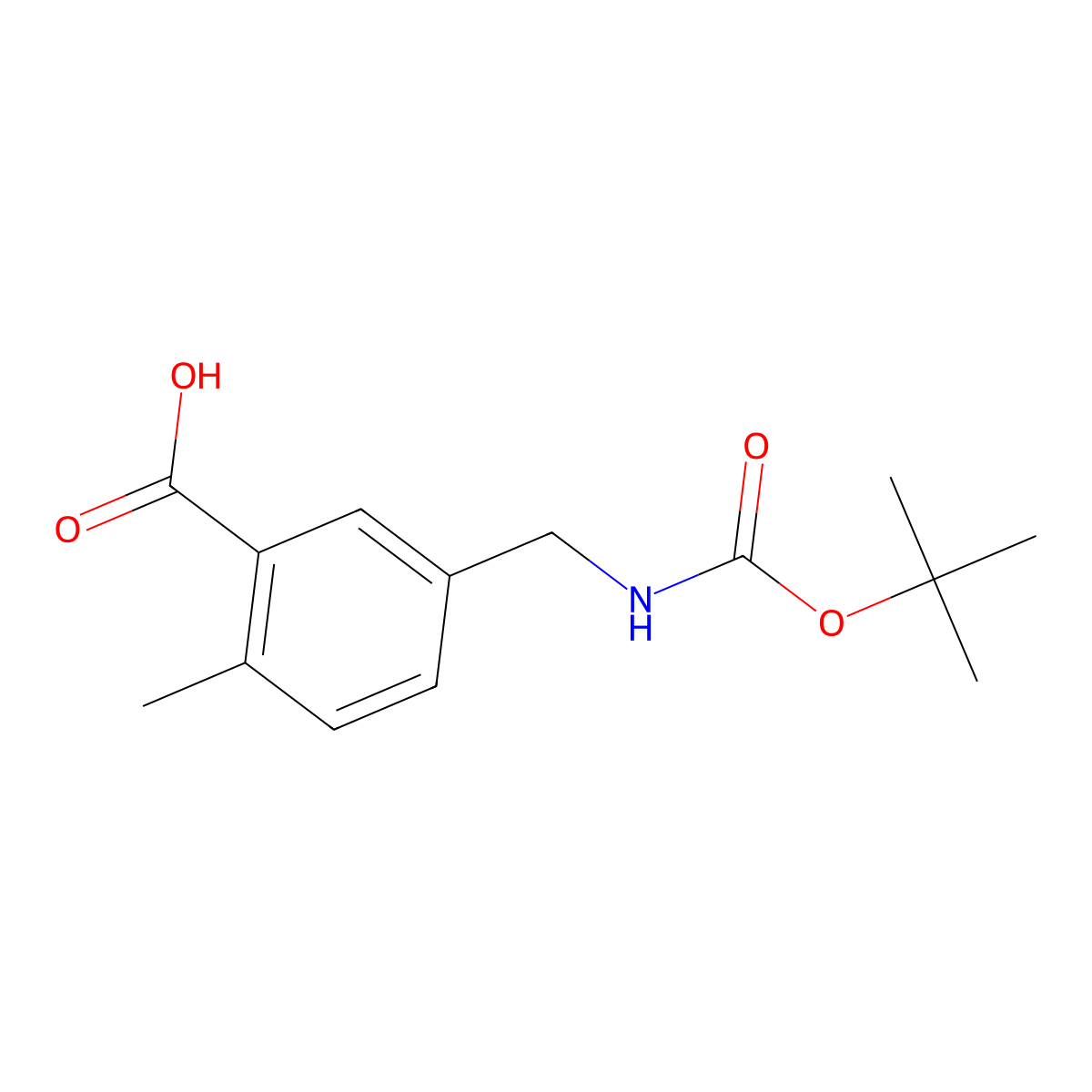 5-(tert-Butoxycarbonylamino-methyl)-2-methyl-benzoic acid molecular structure, CAS 165950-06-1