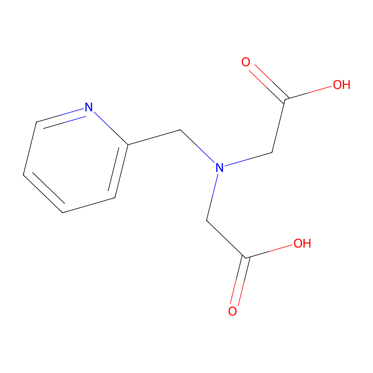 Glycine, N-(carboxymethyl)-N-(2-pyridinylmethyl)- molecular structure, CAS 16598-05-3