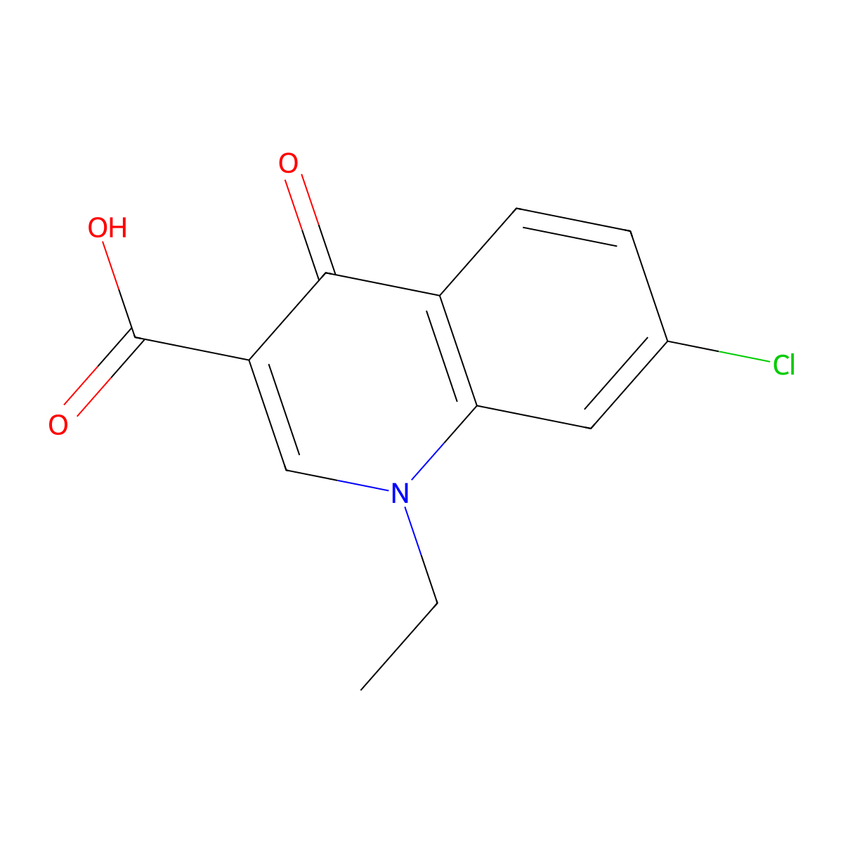 7-Chloro-1-ethyl-1,4-dihydro-4-oxo-3-quinolinecarboxylic acid molecular structure, CAS 16600-24-1