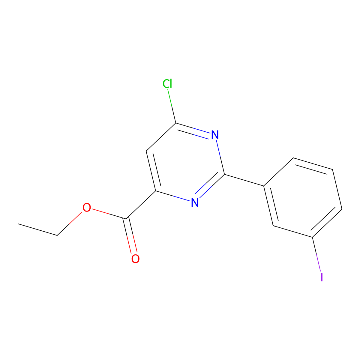 Ethyl 6-chloro-2-(3-iodophenyl)pyrimidine-4-carboxylate molecular structure, CAS 1660120-66-0