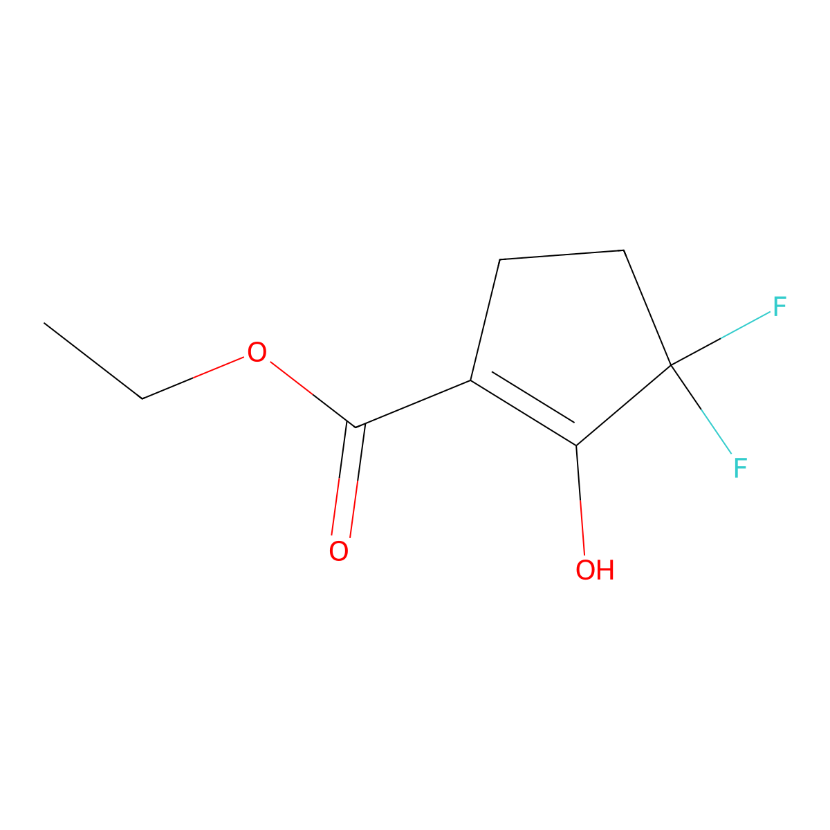 Ethyl 3,3-difluoro-2-hydroxycyclopent-1-enecarboxylate molecular structure, CAS 1660125-17-6