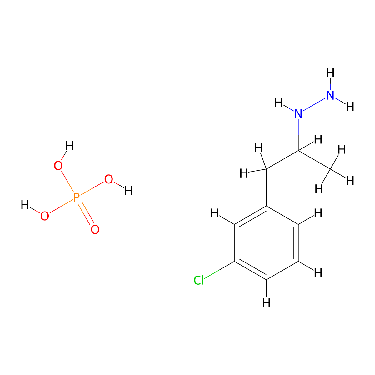 Hydrazine, 1-(m-chloro-alpha-methylphenethyl)-, phosphate molecular structure, CAS 16602-98-5