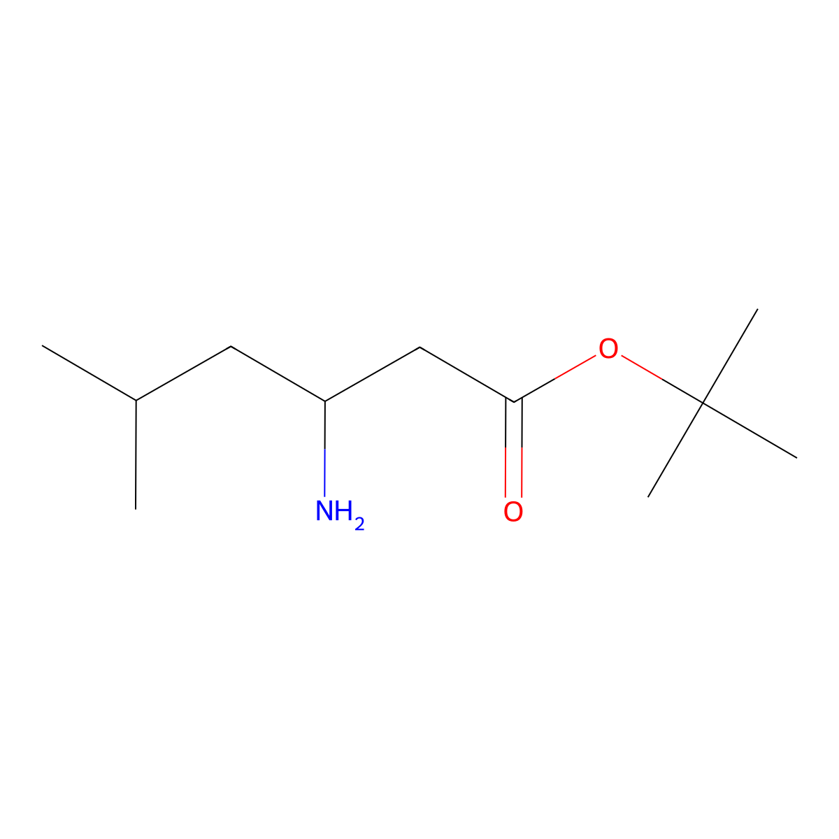 tert-Butyl (3R)-3-amino-5-methyl-hexanoate molecular structure, CAS 166023-29-6