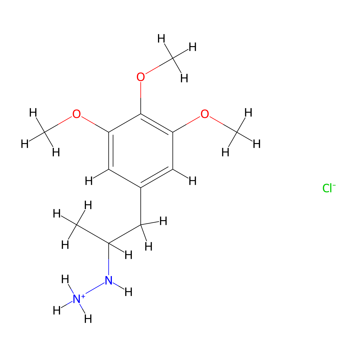 Hydrazine, 1-(alpha-methyl-3,4,5-trimethoxyphenethyl)-, hydrochloride molecular structure, CAS 16603-11-5