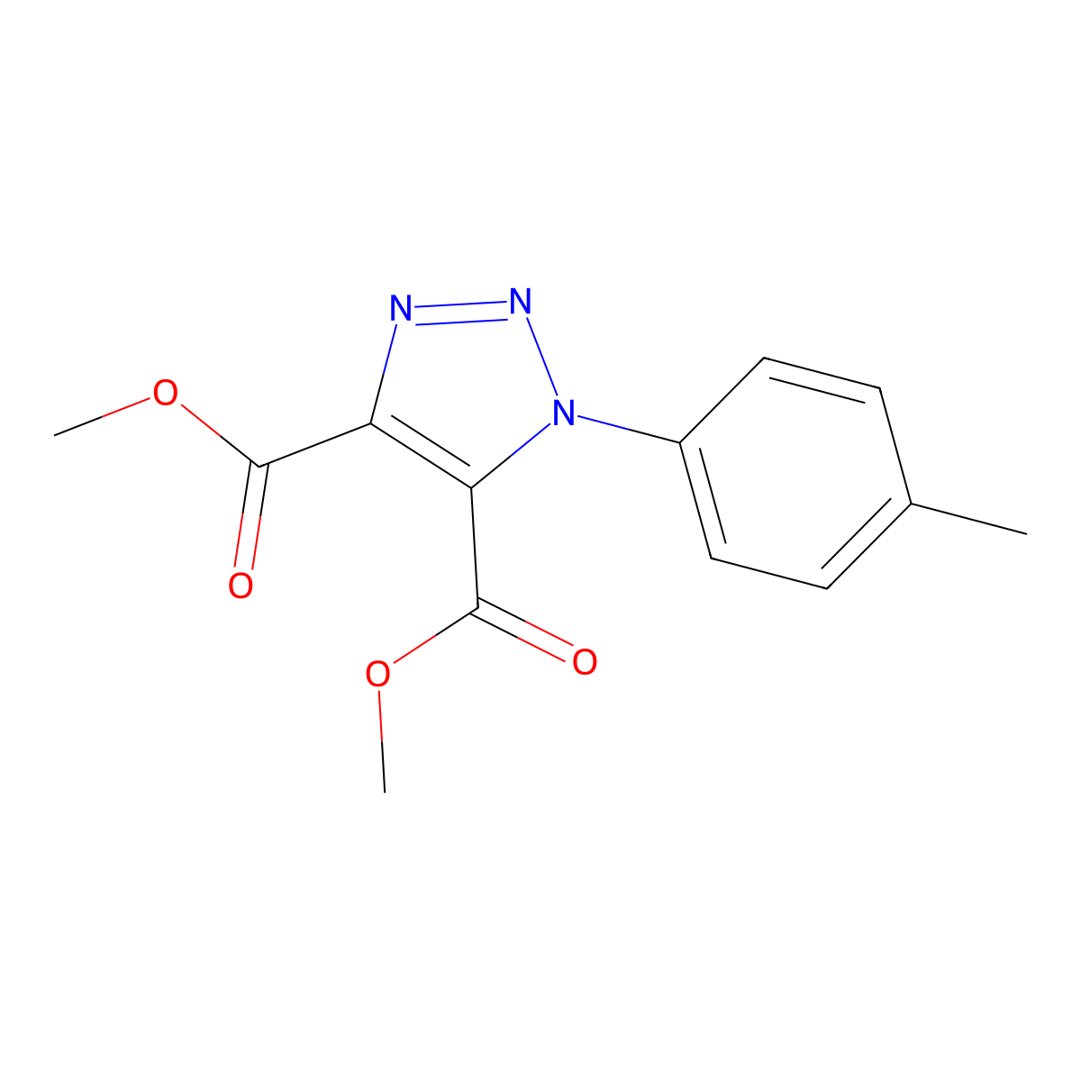 dimethyl 1-(4-methylphenyl)-1H-1,2,3-triazole-4,5-dicarboxylate molecular structure, CAS 166031-15-8