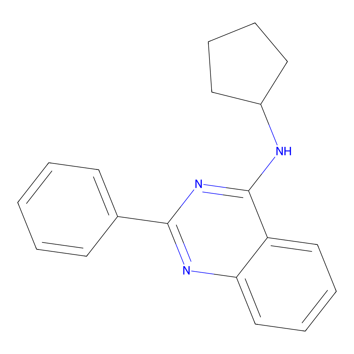 N-cyclopentyl-2-phenylquinazolin-4-amine molecular structure, CAS 166039-20-9